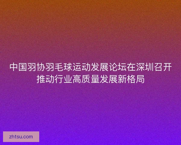 中国羽协羽毛球运动发展论坛在深圳召开推动行业高质量发展新格局