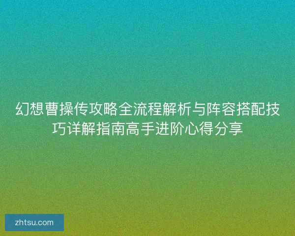 幻想曹操传攻略全流程解析与阵容搭配技巧详解指南高手进阶心得分享